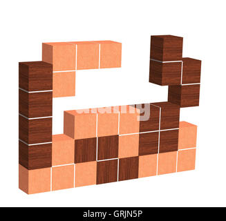 Tetris gioco 3D i cubi di legno Foto Stock