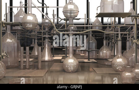 Laboratorio retrò - 3D rendering Foto Stock