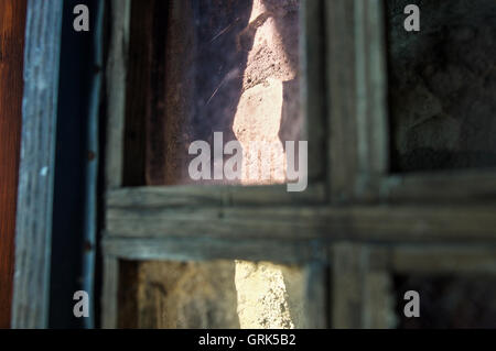 Dettaglio di un davanzale di legno a Fort Niagara, New York Foto Stock