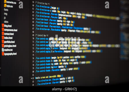 Html e css per lo sviluppo di codice screenshot. Foto Stock