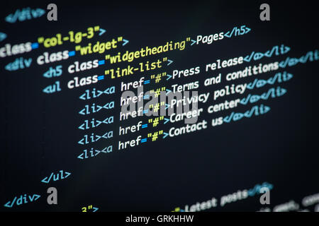 Html e css per lo sviluppo di codice screenshot. Foto Stock