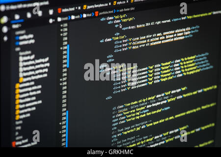 Html e css per lo sviluppo di codice screenshot. Foto Stock