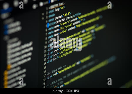 Html e css per lo sviluppo di codice screenshot. Foto Stock