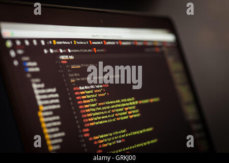 Html e css per lo sviluppo di codice screenshot. Foto Stock