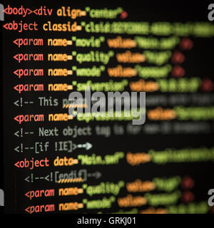 Html e css per lo sviluppo di codice screenshot. Foto Stock