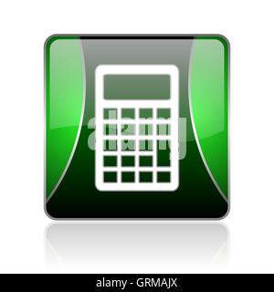Calcolatrice e nero quadrato verde web icona lucida Foto Stock