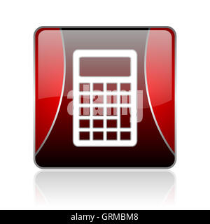 Calcolatrice quadrato rosso web icona lucida Foto Stock