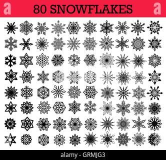 Fiocchi di neve di vettore gruppo isolato Illustrazione Vettoriale