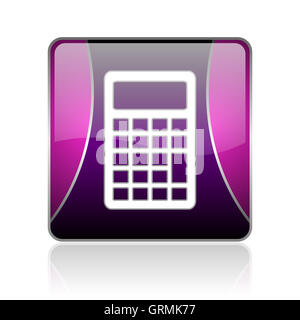 Calcolatrice piazza viola web icona lucida Foto Stock