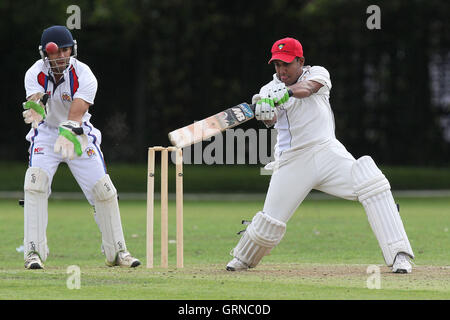 Hornchurch Athletic CC vs Brookweald CC - Mid-Essex Cricket League a Hylands Park - 30/08/14 Foto Stock