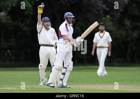 Hornchurch Athletic CC vs Brookweald CC - Mid-Essex Cricket League a Hylands Park - 30/08/14 Foto Stock