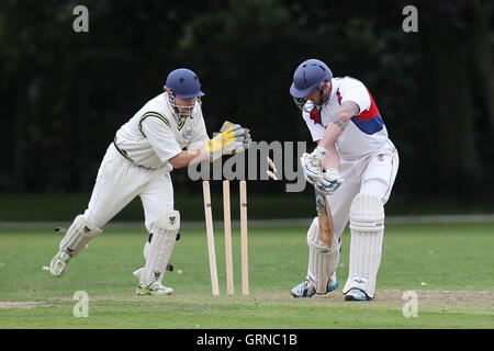 Hornchurch Athletic CC vs Brookweald CC - Mid-Essex Cricket League a Hylands Park - 30/08/14 Foto Stock