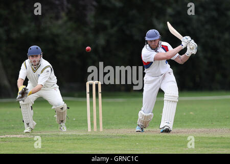 Hornchurch Athletic CC vs Brookweald CC - Mid-Essex Cricket League a Hylands Park - 30/08/14 Foto Stock