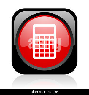 Calcolatrice e nero quadrato rosso web icona lucida Foto Stock