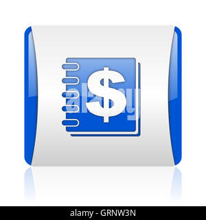 Soldi blue square web icona lucida Foto Stock
