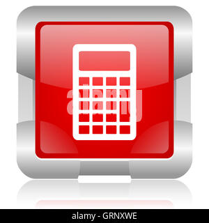 Calcolatrice quadrato rosso web icona lucida Foto Stock