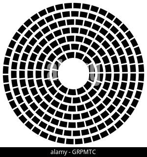 Concentriche linea tratteggiata cerchi - astratto elemento geometrico su bianco Illustrazione Vettoriale
