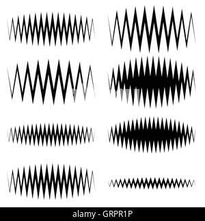 Ondulato, a zig-zag equalizzatore EQ linee. Ampiezza, soundwave, concetti di frequenza Illustrazione Vettoriale