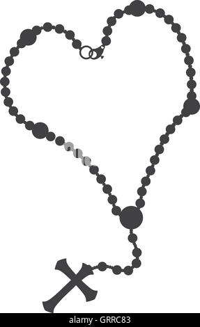 Rosario nacklace croce religione icona. Grafica vettoriale Illustrazione Vettoriale