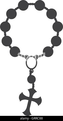Rosario nacklace croce religione icona. Grafica vettoriale Illustrazione Vettoriale
