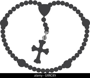 Rosario nacklace croce religione icona. Grafica vettoriale Illustrazione Vettoriale