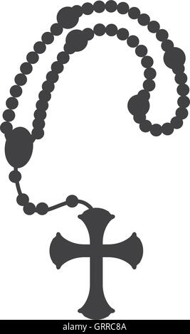 Rosario nacklace croce religione icona. Grafica vettoriale Illustrazione Vettoriale