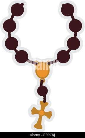 Rosario nacklace croce religione icona. Grafica vettoriale Illustrazione Vettoriale