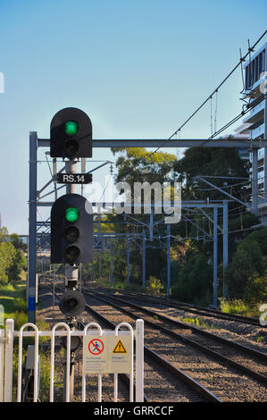 Semaforo per treno nel Nuovo Galles del Sud, Australia Foto Stock