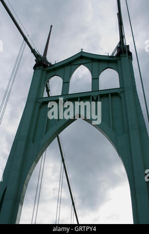 St Johns Bridge, Portland, Oregon, Stati Uniti d'America Foto Stock