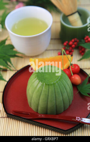 Matcha(tè verde) Pudding Foto Stock