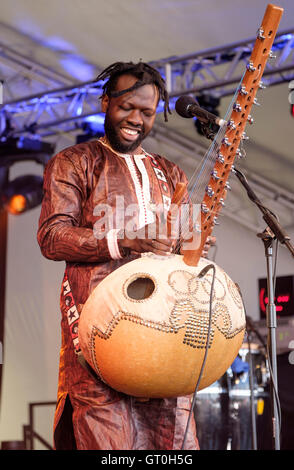 Diabel Cissokho effettuando al Womad Festival, Charlton Park di Malmesbury, Wiltshire, Inghilterra, luglio 30, 2016 Foto Stock