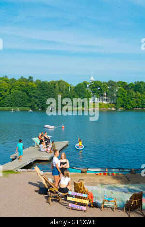 Töölönlahti, bay nel centro della città di Helsinki, Finlandia Foto Stock