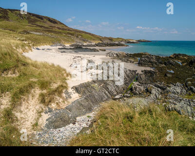 Gloriosa deserte spiagge di sabbia sulla porta a Chapuill sul telecomando delle Ebridi Isola di Colonsay, Scotland, Regno Unito. Foto Stock