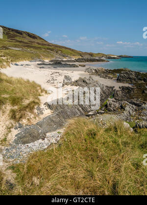 Gloriosa deserte spiagge di sabbia sulla porta a Chapuill sul telecomando delle Ebridi Isola di Colonsay, Scotland, Regno Unito. Foto Stock