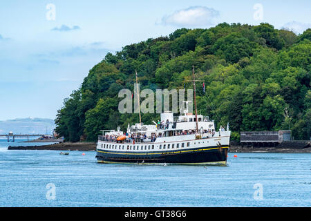 La MV Balmoral crociera panoramica in barca il Menai Strait Anglesey nel Galles del Nord. Foto Stock