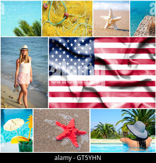 Collage concettuale della vacanza estiva in USA Foto Stock