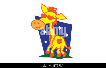 La giraffa funky di arte vettoriale Foto Stock