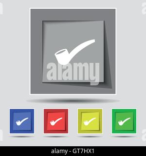 Fumatori icona della tubazione sul segno originale di cinque pulsanti colorati. Vettore Illustrazione Vettoriale