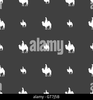 Segno del cammello. Seamless pattern su uno sfondo grigio. Vettore Illustrazione Vettoriale