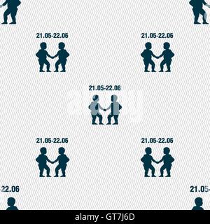 Gemini segno. Modello senza cuciture con texture geometrica. Vettore Illustrazione Vettoriale