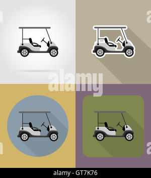 Noleggio di golf car icone piatta illustrazione isolato su sfondo Foto Stock