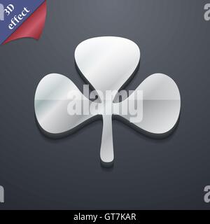 Icona di trifoglio simbolo. 3D stile. Alla moda e dal design moderno con spazio per il vettore di testo Illustrazione Vettoriale