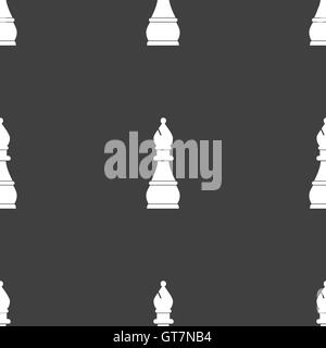 Vescovo di scacchi segno. Seamless pattern su uno sfondo grigio. Vettore Illustrazione Vettoriale