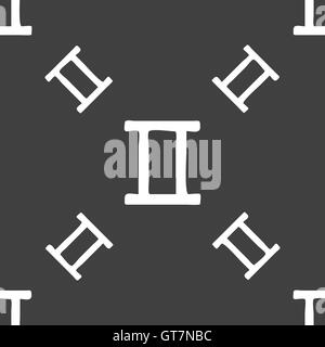 Gemini segno. Seamless pattern su uno sfondo grigio. Vettore Illustrazione Vettoriale