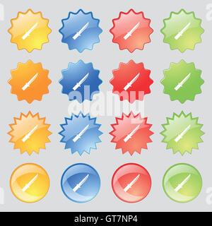 Icona di coltello segno. Grande set di 16 colorato pulsanti moderno per il vostro design. Vettore Illustrazione Vettoriale