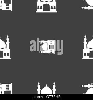 Architettura turca, Moschea di segno. Seamless pattern su uno sfondo grigio. Vettore Illustrazione Vettoriale