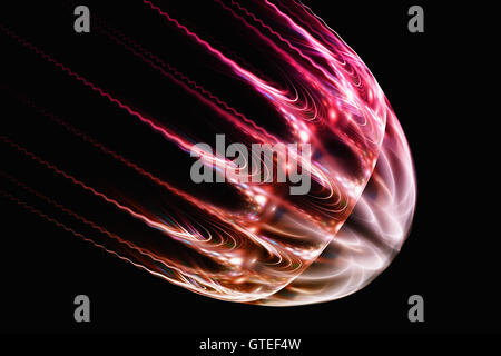 Il frattale Immagine su sfondo scuro linee formano una configurazione nella forma di una medusa. Foto Stock