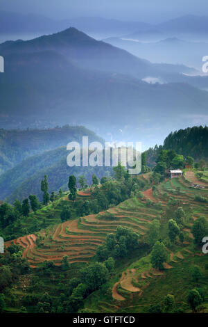 Vista da Bandipur all'alba Foto Stock