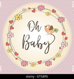 Baby girl doccia scheda. illustrazione vettoriale Illustrazione Vettoriale