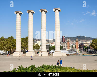 Montjuich Plaza Espana Barcellona Catalonia Spagna font magica Foto Stock